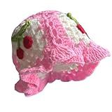 Floral Crochet Bucket Hat for Women Handmade Foldable Floppy Knit Cute Beach Cap Fashion Casual and Comfy Crochet Hats (Cherry Pink)