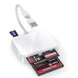 SD Card Reader, 4 in 1 USB C to SD/TF/CF/MS Card Reader with USB to USB C Adapter Memroy Card Reader for iPhone 17/16/15 Pro Max iPad Pro MacBook Pro/Air iMac M4/M3/M2 Android Phone/Tablet PC (White)