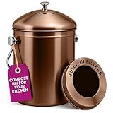 Epica Kitchen Compost Bin for Kitchen Countertops, 1.3 Galllon - Copper
