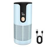 Arint Mini Car Air Purifier-Cordless True HEPA Portable Small Air Purifier, LCD Display&15dB Quiet,Filters 99.97% of Smoke/Dust/Pet Odors,for Cars/Office/Travel (Light Green）