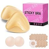 Mearter Ultra Push up Sticky Bra Pads Inserts | Double Sided Adhesive Bra Inserts | Stick on Bra for Sports Bra Swimsuit (Medium, Beige)