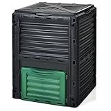 Goplus Compost Bin, 80 Gallon (300 L) Large Outdoor Composting Box w/Top Flip Latch-on Lid, Bottom Exit Door, BPA Free Material, Grass Food Trash Composter Barrel for Garden Yard, Easy Assembly
