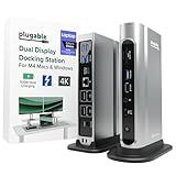 Plugable 16-in-1 Thunderbolt 4 Dock – Dual 4K Monitors for M4/M5 MacBook Air/Pro, 100W Charging, 2X HDMI, 2X DisplayPort, 2.5G Ethernet, 7X USB, MicroSD/SD Card Reader, Windows & USB4 Compatible