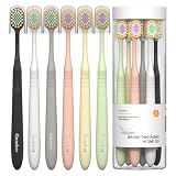Geacker Extra Soft Toothbrush for Adults with Wide Head – Ultra Soft Nano Bristles, Gentle Manual Toothbrush with Cover for Sensitive Teeth and Gums, 6 Pack, Multi-Color, for Travel and Daily Use