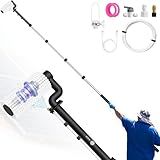 Solar Panel Cleaning Brush and Pole, 20FT Electric Cleaning Roller Brush with Telescopic Water Fed Pole, 100Mins Runtime, 2 Spin Speeds, Outdoor Window Cleaning System for Solar Panel, Window, Roof