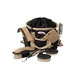 Weaver Equine Horse Grooming Kit, 7-Piece Horse Brush Set with Organizer Tote Bag, Hoof Pick, Comb, Sweat Scraper, Equine Tools for Daily Grooming, Black/Beige