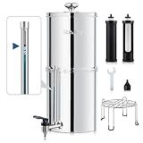 IceJoy Ultra-Filtration Gravity Water Filter System, Stainless Steel Countertop Purifier, NSF/ANSI 42 Certified, 2.25G Carbon Block