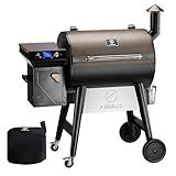 Z GRILLS Wood Pellet Grill Smoker with PID 2.1 Controller, 697 Cooking Area, Meat Probes, Rain Cover for Outdoor BBQ, 7002C