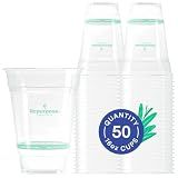 Repurpose 100% Compostable Plant-Based Clear Cold Cups, 16oz, 50ct