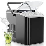 OLIXIS Countertop Ice Maker Machine with Handle, Auto-Cleaning Portable Ice Maker with Basket & Scoop, 26lbs in 24Hrs & 9 Cubes in 6 Mins, 2 Cube Sizes, for Home Party Camping RV, Black