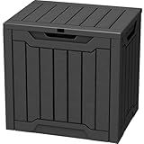 YITAHOME 30 Gallon Deck Box Outdoor Storage Box, Waterproof Resin Package Delivery and Storage Box with Lockable Lid for Patio Furniture Cushions, Pool Accessories, Garden Tools, Black
