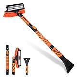 DNA MOTORING 43.3 Inch 3 in 1 Separable Snow Brush w/Squeege and Ice Scraperice for Cars, SUVs, Trucks Windshield Window, Extendable Snow Removal Tool, TOOLS-00376, Orange/Black