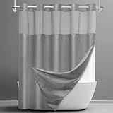 SORTTO Ringless Waffle Shower Curtain with Snap in Liner Set, 71x74, Grey
