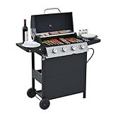 Endark 4-burner | 34,000 BTU all-purpose cast iron bbq grill | Perfect for outdoor cooking, garden, poolside, tailgating and hiking | great for roasting, searing, kebabs