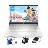 HP Student Business Laptop Computer - w/Microsoft Office Lifetime & Free CD/DVD Drive • 16GB RAM • 128GB eMMC & 256GB Extend Micro SD • Intel 4-Core Processor • HD Display • Win11 Pro(Silver)
