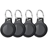 Bluetooth Tracker Tag for Apple Find My (iOS Only), GPS Tracker with Replaceable Battery, Ideal as Keys, Luggage Tracker and Wallet Tracker, Suitable for Indoor & Outdoor Use, 4-Pack Black