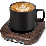 Zonopy Mug Warmer - 3-Temp Settings Coffee Mug Warmer for Desk with 4 Hrs Auto Shut Off, Fastest Heating & Smart Wood Candle Warmer - Ideal Coffee Gifts Accessories Keep Beverages Coffee Warmer