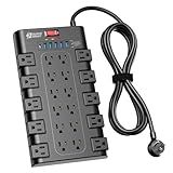 SUPERDANNY Power Strip Surge Protector, 22 AC 6 USB, 2100J, 6.5Ft,1875W/15A