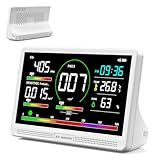 16 in 1 Air Quality Monitor Indoor 7" Display 9 AQI+7 AQI Alerts,Portable Air Quality Tester CO2, TVOC, PM2.5 PM1.0 PM10, HCHO Temperature Humidity Temp & Time Air Quality Meter for Home