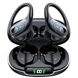 occiam Active Noise Cancelling Ear Buds Bluetooth Headphones Wireless Earbuds 90Hrs Playback Stereo Bass Earphones with Over-Ear Hooks IPX7 Waterproof Earbud for Sports Running Gym Workout Black