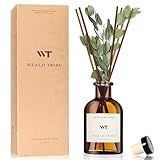 WEALD TRIBE Flower Reed Diffuser Set Eucalyptus & Lavender Scent For Bathroom Accessories Shelf Decor & Air Fresheners, Sticks Defusers With 4.0 fl oz Essential Oils, House Bedroom Office Decor & Gift