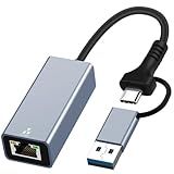 USB 3.0 to Ethernet Adapter, USB C to RJ45 Gigabit LAN 1000 Mbps Wired Network, Ethernet to Type-C 10/100/1000Mbps Network Adapter for Windows XP, MAC OS, Linux, Vista 7 8 10 11