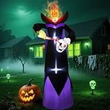 UoVeHoin Spooky 10FT Halloween Inflatables Headless Grim Reaper with Flame LED Lights Carving Eyeball from Skull Holiday Blow Ups for Ultimate Halloween Yard Lawn Decor