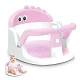 Baby Bath Seat for Babies 6 Months & Up Sitting Up, Non-Slip Baby Bath Chair with Suction Cup, Safe and Comfortable Portable Infant Bath Seat for Bathroom, Bathtub Tub, Easy to Clean (Pink)