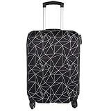Explore Land Luggage Cover Fits 23-26 inch Case (Black Polygonal, M)