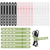 Donruby 24Pcs Silicone Cable Ties - Reusable & Washable with Locking Buckle Design, Adjustable Fastening Cable Straps, Multi-Purpose High Elasticity Cord Organizer (4 Colors)