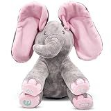 Dimple Kaia Peek A Boo Elephant Toy, Interactive Singing Stuffed Animal Plush with Moving Ears, Musical Stuffed Animal for Babies and Toddlers, Adorable Elephant Baby Toy