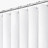 Dynamene White Fabric Shower Curtain, Waffle Weave Heavy Duty Thick Fabric Shower Curtains for Bathroom, 256GSM Weighted Hotel Luxury Cloth Shower Curtain Set with 12 Plastic Hooks, 72Wx72H, White