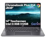 Acer Chromebook Plus 514 Laptop (14" FHD+ Touchscreen, Intel 8-Core i3-N355, 8GB RAM, 512GB SSD) Education, K12, Students & Business, 1080p Webcam, Backlit, Lightweight, Long Battery Life, Chrome OS