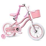 Bicystar Girls Bike for Toddlers 2-4 with Training Wheels, Basket, Coaster Brake, Streamers, 14 inch Pink Pedal Bicycle for Kids