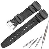 MCXGL Natural Resin Replacement Watch Band Compatible with Casio W218H W-219H AE1200WH AE-1300WH W800H SGW-300H F-108WH Waterproof Rubber strap