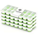 ChefAide 4‑Pack Ice Cube Trays with Lids, 56‑Cube Total Stackable Freezer Ice Trays, Durable Silicone & Plastic Easy‑Release Ice Molds for Cocktails, Coffee & Drinks