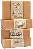 4 Goat Milk Soap Bars with Honey - Handmade in USA. All Natural Soap, Unscented, Fragrance Free, Fresh Goats Milk. Wonderful for Sensitive Skin and Babies. SLS, Paraben, GMO-Free
