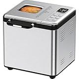 OSIPOTO Bread Maker, 2LB Stainless Steel Bread Machine, 17-in-1 Automatic Settings, Non-Stick Pan, Beginner-Friendly Controls, Easy to Clean, Low Noise, High Success Rate for Homemade Bread