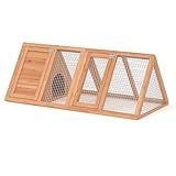 GOJOOASIS Chicken Coop for 2 Chickens Small Rabbit Hutch Quail Coop Wooden Bunny Cages Outdoor Chicken House w/Ventilating Wire (Wood)