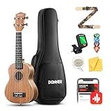 Donner Concert Ukulele Beginner Kit 23 inch Ukelele Mahogany Wood with Free Online Lesson Gig Bag Strap Nylon String Tuner Picks Ukalalee Yukalalee Bundle Pack DUC-200