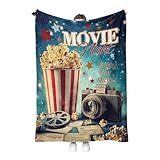 Hohoto Movie Theater Popcorn Blanket Cinema Gifts for Men Women Boys Adult Teen Kids Birthday for Mom Dad Husband Fathers Day Presents Camera Movie Room Decor Throw Blankets 50"x60"