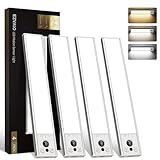 EZVALO 4-Pack Under Cabinet Lights, 2400mAh Rechargeable Motion Sensor Light Indoor, Wireless Closet Lights Battery Operated, with 3 Color Temps, Dimmable, Magnetic, for Kitchen, Stair, Pantry(8inch)