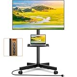 TVON Mobile TV Stand with Power Outlet, Tilt Rolling TV Cart for 23-65 Inch LCD LED OLED Flat Curved Screen TVs up to 88 lbs, Height Adjustment Portable TV Stand on Wheels, Max VESA 400x400mm