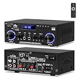 Beffkkip Amp10 Amplifier Home Audio,400W Power Amplifier 2 Channel Stereo Receiver with Bluetooth 5.0,Active Subwoofer Output, FM Radio, USB/SD/AUX, MIC, Remote Control for Home Theater