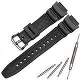 MCXGL Resin Replacement Watch Band Compatible with Casio AE1200WH F108WH AE-1300WH W218H SGW-300H W-800H Waterproof Rubber strap (18mm, BLACK)