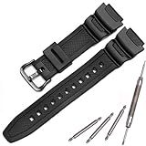 MCXGL Resin Replacement Watch Band Compatible with Casio AE1200WH F108WH AE-1300WH W218H SGW-300H W-800H Waterproof Rubber strap (18mm, BLACK)