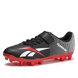 Reebok Strike MG Alt Youth Kids Soccer Cleats Boys and Girls Soccer Shoes, Lace Up or Hook & Loop Closure, Indoor or Outdoor for Turf or Grass, Black/Red, 7