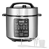Simple Deluxe Electric Pressure Cooker, Non-Stick 12-in-1 & 6QT Stainless Steel Multi Cooker for Slow Cook, Meat Stew, Cake, Porridge, Multigrain, Dishwasher Safe, Silver