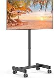 Perlegear Rolling TV Stand, Mobile TV Stand on Wheels for 13-50 inch TVs with Height Adjustment & 30° Tilt, Portable TV Cart with Wheels Holds 44lbs, Max VESA 200x200mm for Living Room, Bedroom