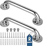 2 Pack Shower Grab Bar, Stainless Steel Bathroom Grab Bar, Shower Handle Bath Handle, Safety Bars for Shower Chair Bench, Grab Bars Senior, Elderly, Handicap(12 Inch)